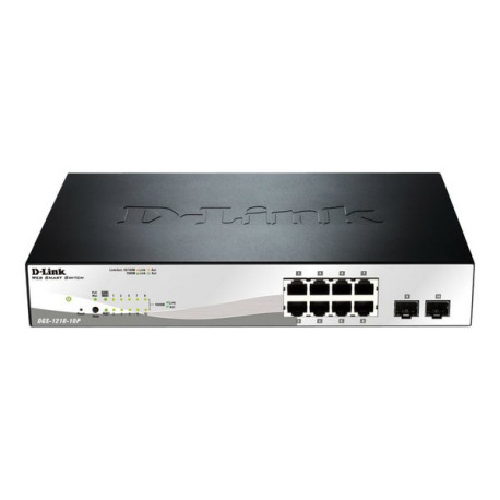 D-Link Web Smart DGS-1210-10P - Switch - gestito - 8 x 10/100/1000 (PoE+) + 2 x Gigabit SFP - desktop - PoE+ (78 W)