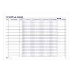 Data Ufficio - Registro delle presenze mensili - 25 fogli - 215 x 148 mm - duplicato - senza carbonio - numerato