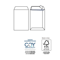 Busta a sacco Competitor FSC - strip adesivo - 19 x 26 cm - 80 gr - bianco - Pigna Envelopes - conf. 100 pezzi