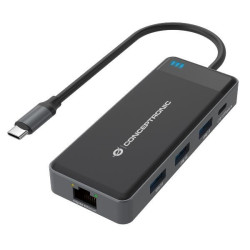 Conceptronic DOCKING STATION 7-in-1 USB 3.2 Gen. 1 - 2x HDMI, 3x USB-A, GbE LAN, 100W USB PD
