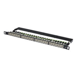 DIGITUS DN-91624S-SL-SH - Pannello cablaggio - CAT 6 - STP - RJ-45 X 24 - nero, RAL 9005 - 0.5U - 19"