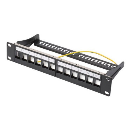 DIGITUS Professional DN-91420 - Patch panel (vuoto) - STP - nero, RAL 9005 - 1U - 10" - 12 porte