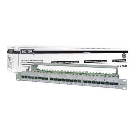 DIGITUS Professional DN-91624S-EA - Pannello cablaggio - CAT 6a - STP - RJ-45 X 24 - grigio chiaro, RAL 7035 - 1U - 19"