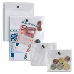 Busta con bottone Press 2E - PVC - 9,5 x 12 cm - trasparente - Sei Rota