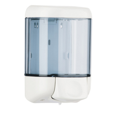 Dispenser da muro per sapone liquido - 12,8x11,2x20,5 cm - capacità 1 L -  bianco/azzurro trasparente - Mar Plast