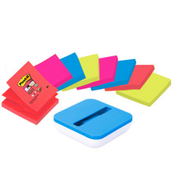 Dispenser da tavolo per Post it  Super Sticky Z Notes - VAL-SS8P-R330 - 8 ricariche incluse - 76 x 76 mm - colori assortiti - P