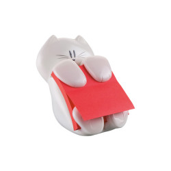 Dispenser gatto bianco + ricarica Post it  Super Sticky Z Notes rosso rubino - CAT-330 - 76 x 76 mm - 90 fogli - Post it