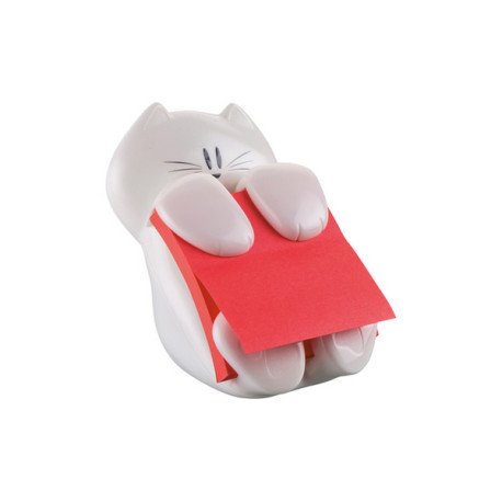 Dispenser gatto bianco + ricarica Post it  Super Sticky Z Notes rosso rubino - CAT-330 - 76 x 76 mm - 90 fogli - Post it