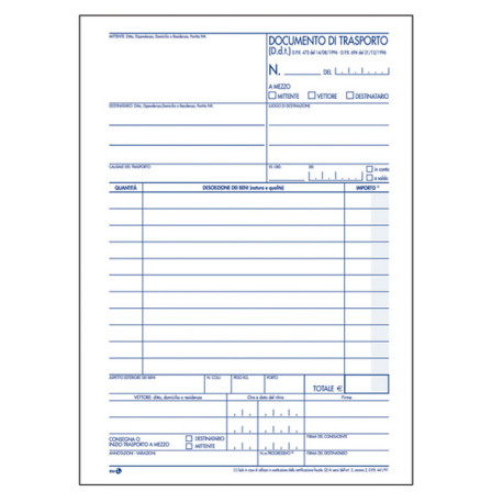 Documento di trasporto - 150 x 225mm - 50 x 3 copie - BM