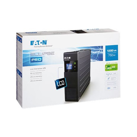 Eaton Ellipse PRO 1200 - UPS - 230 V c.a. V - 750 Watt - 1200 VA - 7 Ah - USB - connettori di uscita 8 - 2U - 19"