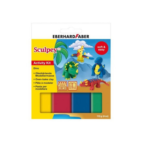 Eberhard Faber Sculpey Dino - Pasta per modellare - 28 g - blu, giallo, rosso, verde (pacchetto di 4)