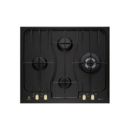 Electrolux RGG6243LOR - Piano cottura a gas - 4 piastre - Nicchia - larghezza: 56 cm - profondità 48 cm - nero - senza cornice 