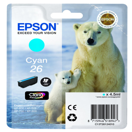 Epson - Cartuccia ink - 26 - Ciano - C13T26124012  - 4,5ml