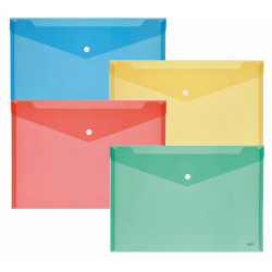 Buste con bottone - PPL - 33,5 x 23,5 cm - colori assortiti - Lebez - conf. 5 pezzi