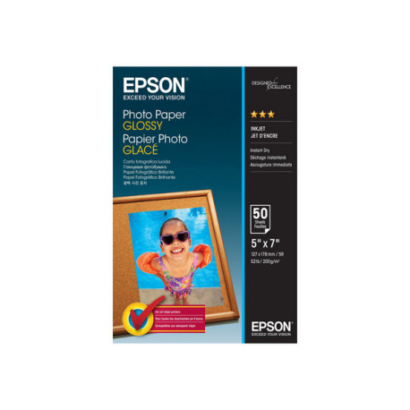 Epson - Lucido - 127 x 178 mm - 200 g/m² - 50 fogli carta fotografica - per EcoTank ET-2750, 2751, 2756, 2850, 2851, 2856, 4750