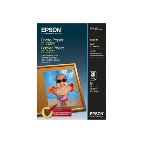 Epson - Lucido - A4 (210 x 297 mm) - 200 g/m² - 20 fogli carta fotografica - per EcoTank ET-2850, 2851, 2856, 4850- EcoTank Pho