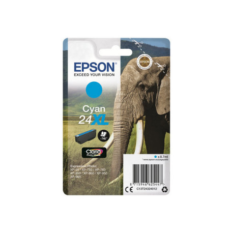 Epson 24XL - 8.7 ml - XL - ciano - originale - blister con allarme a radiofrequenza - cartuccia d'inchiostro - per Expression P