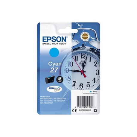 Epson 27 - 3.6 ml - ciano - originale - cartuccia d'inchiostro - per WorkForce WF-3620, WF-3640, WF-7110, WF-7210, WF-7610, WF-