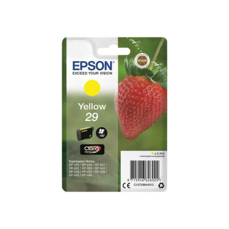 Epson 29 - 3.2 ml - giallo - originale - blister - cartuccia d'inchiostro - per Expression Home XP-245, 247, 255, 257, 332, 342