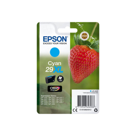 Epson 29XL - 6.4 ml - XL - ciano - originale - blister - cartuccia d'inchiostro - per Expression Home XP-245, 247, 255, 257, 33