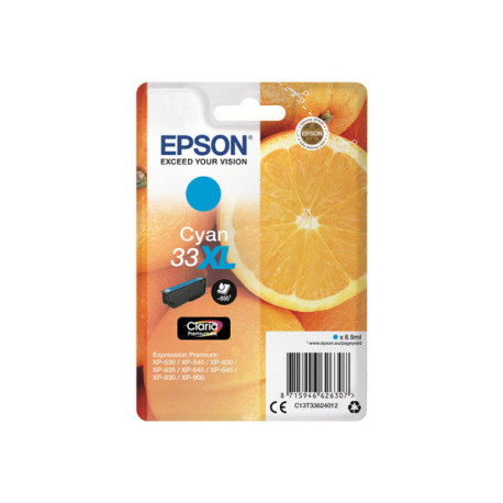 Epson 33XL - 8.9 ml - XL - ciano - originale - blister con radiofrequenza / allarme acustico - cartuccia d'inchiostro - per Exp