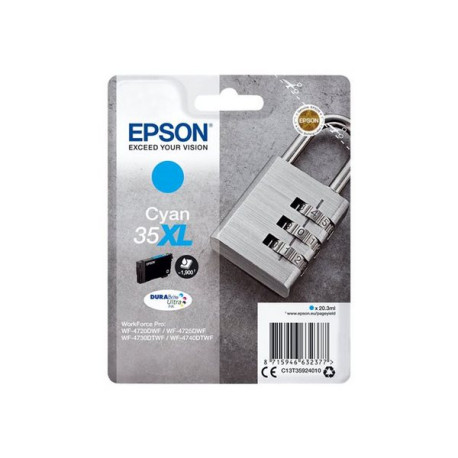 Epson 35XL - 20.3 ml - XL - ciano - originale - blister con radiofrequenza / allarme acustico - cartuccia d'inchiostro - per Wo