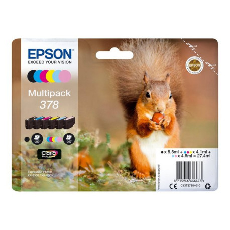 Epson 378 Multipack - Confezione da 6 - nero, giallo, ciano, magenta, magenta chiaro, cyan chiaro - originale - blister con rad