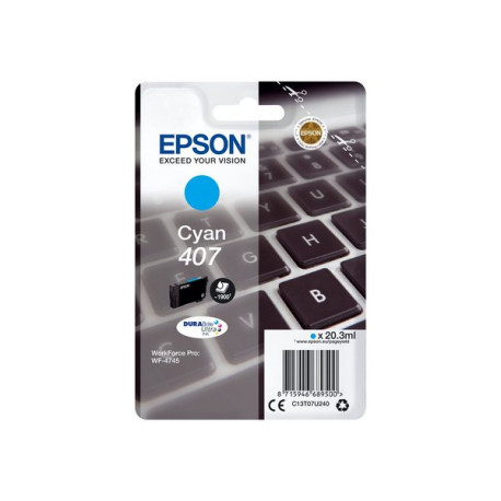 Epson 407 - 20.3 ml - taglia L - ciano - originale - cartuccia d'inchiostro - per WorkForce Pro WF-4745, WF-4745DTWF