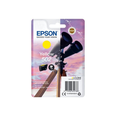 Epson 502 - 3.3 ml - giallo - originale - blister - cartuccia d'inchiostro - per Expression Home XP-5100, 5105, 5150, 5155- Wor