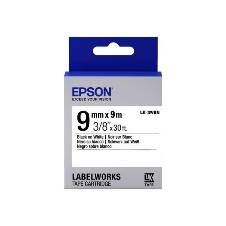 Epson LabelWorks LK-3WBN - Nero su bianco - Rotolo (0,9 cm x 9 m) 1 cassetta(e) rotolo di etichette - per LabelWorks LW-1000, 3