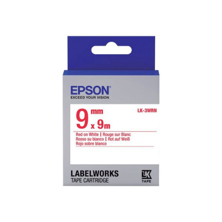 Epson LabelWorks LK-3WRN - Rosso su bianco - Rotolo (0,9 cm x 9 m) 1 cassetta(e) rotolo di etichette - per LabelWorks LW-1000, 