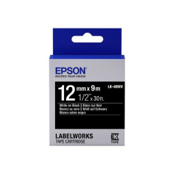 Epson LabelWorks LK-4BWV - Bianco su nero - Rotolo (1,2 cm x 9 m) 1 cassetta(e) rotolo di etichette - per LabelWorks LW-1000, 3