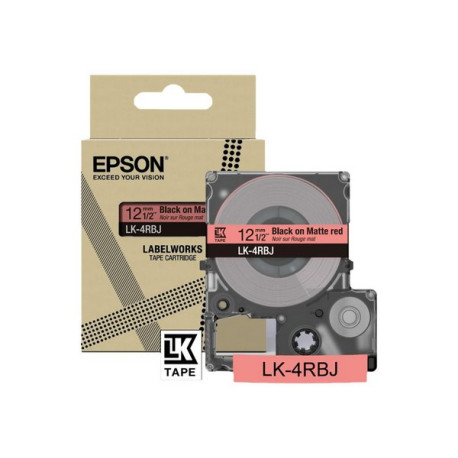 Epson LabelWorks LK-4RBJ - Black on matte red - Rotolo (1,2 cm x 8 m) 1 cassetta(e) confezione da appendere - cartuccia a nastr