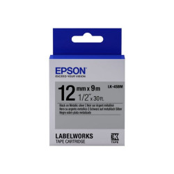 Epson LabelWorks LK-4SBM - Nero su argento metallizzato - Rotolo (1,2 cm x 9 m) 1 cassetta(e) rotolo di etichette - per LabelWo