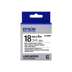 Epson LabelWorks LK-5WBW - Adesivo forte - nero su bianco - Rotolo (1,8 cm x 9 m) 1 cassetta(e) rotolo di etichette - per Label