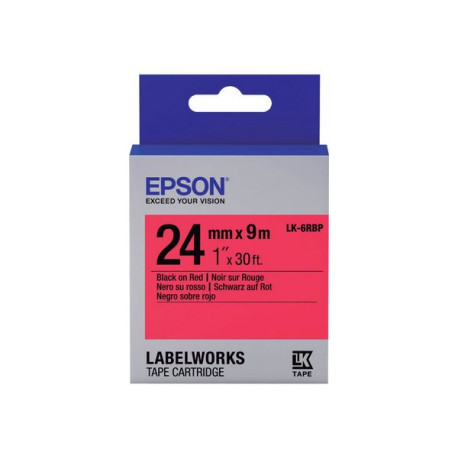 Epson LabelWorks LK-6RBP - Nero su rosso - Rotolo (2,4 cm x 9 m) 1 cassetta(e) rotolo di etichette - per LabelWorks LW-1000, LW