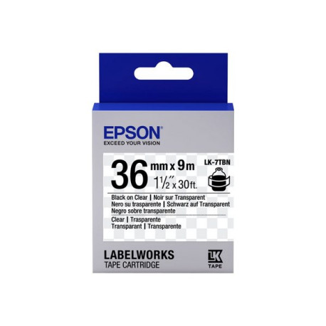 Epson LabelWorks LK-7TBN - Nero su trasparente - Rotolo (3,6 cm x 9 m) 1 cassetta(e) rotolo di etichette - per LabelWorks LW-10