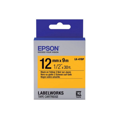 Epson LK-4YBP - Nero su giallo - Rotolo (1,2 cm x 9 m) 1 cassetta(e) rotolo di etichette - per LabelWorks LW-1000, 300, 400, 60