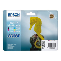 Epson Multipack T0487 - Confezione da 6 - nero, giallo, ciano, magenta, magenta chiaro, cyan chiaro - originale - blister con r