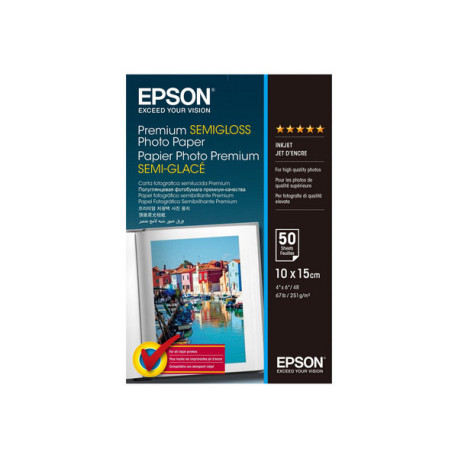 Epson Premium Semigloss Photo Paper - Semi-lucida - 100 x 150 mm - 251 g/m² - 50 fogli carta fotografica - per EcoTank ET-2750,