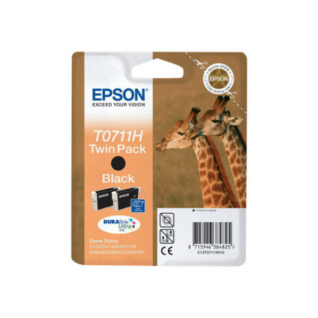 Epson T0711 Twin Pack - Confezione da 2 - alta capacità - nero - originale - blister con radiofrequenza / allarme acustico - ca