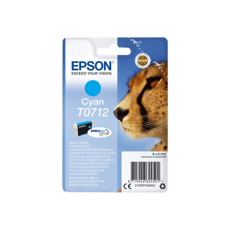 Epson T0712 - 5.5 ml - ciano - originale - cartuccia d'inchiostro - per Stylus DX9400, SX115, SX210, SX215, SX218, SX415, SX515