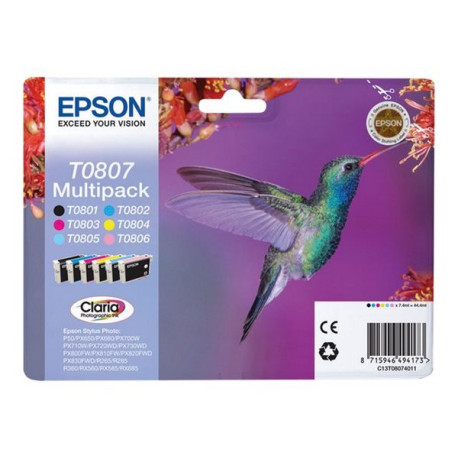 Epson T0807 Multipack - Confezione da 6 - 44.4 ml - nero, giallo, ciano, magenta, magenta chiaro, cyan chiaro - originale - bli