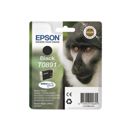 Epson T0891 - 5.8 ml - nero - originale - blister - cartuccia d'inchiostro - per Stylus S21, SX110, SX115, SX210, SX215, SX218,