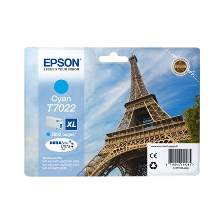 Epson T7022 - 21.3 ml - misura XL - ciano - originale - blister - cartuccia d'inchiostro - per WorkForce Pro WP-4015, WP-4025, 