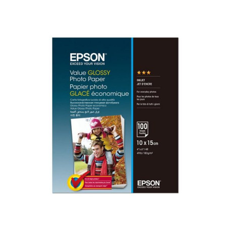 Epson Value - Lucido - 100 x 150 mm - 183 g/m² - 100 fogli carta fotografica - per Epson L382, L386, L486- Expression Home HD X