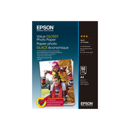 Epson Value - Lucido - A4 (210 x 297 mm) - 183 g/m² - 50 fogli carta fotografica - per Epson L382, L386, L486- Expression Home 