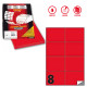 Etichette adesive C/512 - in carta - permanenti - 105 x 74,25 mm - 8 et/fg - 100 fogli - rosso fluo - Markin