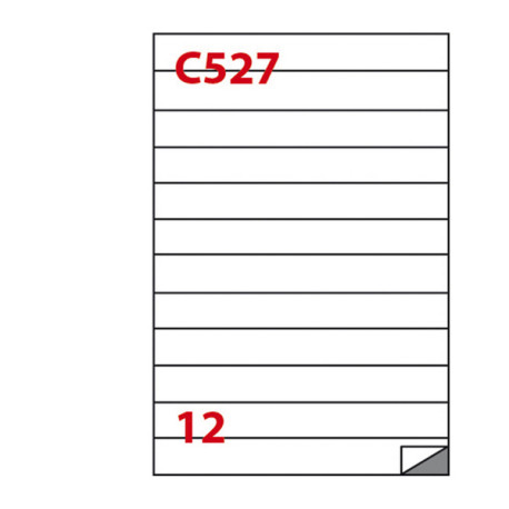 Etichette adesive C/527 - in carta - permanenti - 210 x 24,75 mm - 12 et/fg - 100 fogli - bianco - Markin