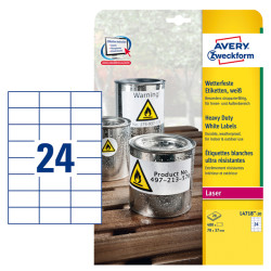 Etichette adesive L4718 - in poliestere - laser - permanenti - 70 x 37 mm - 24 et/fg - 20 fogli - bianco - Avery